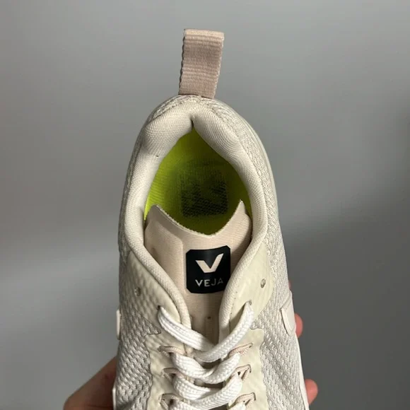 Worn once Veja Candor 2 Alveomesh Natural Cream lime green orange sneakers 7.5 - Picture 11 of 14